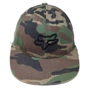 Fox Racing Flexfit Baseball Cap Green Black Camo Hat Size XS Embroidered Logo